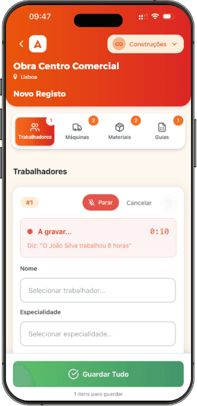 Fale, nós registamos
